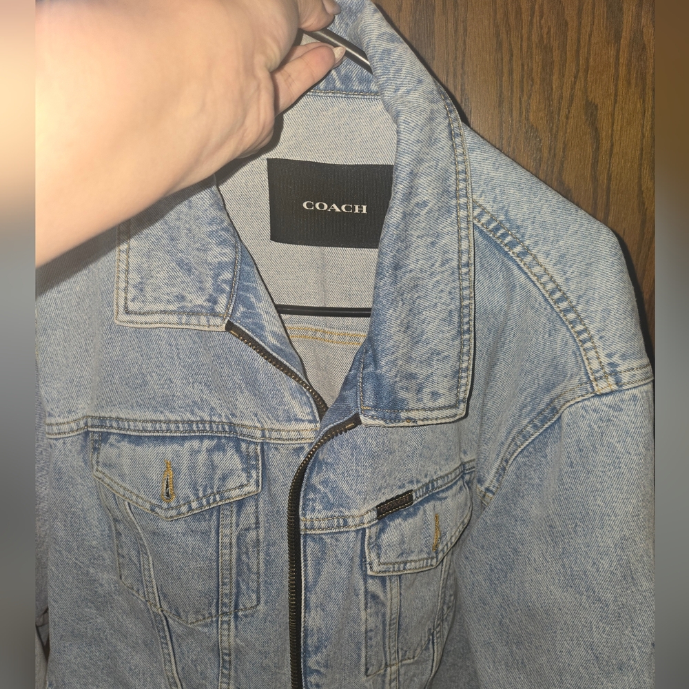 LIKE NEW AUTHENTIC COACH Denim Crop Jacket In Organic Cotton - Picture 6 of 10